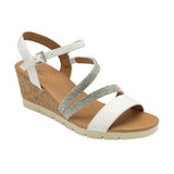 LOTUS Goldie White Open Toe Wedge Sandals