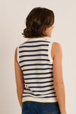 BRAKEBURN Wistlara Navy Stripe Knitted Tank Top