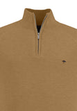 FYNCH HATTON Troyer Zip Sweater in Camel