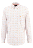 FYNCH HATTON Fancy Print Cotton Shirt in Bright Ocean