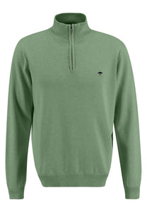 FYNCH HATTON Troyer Zip Sweater in Spring Green