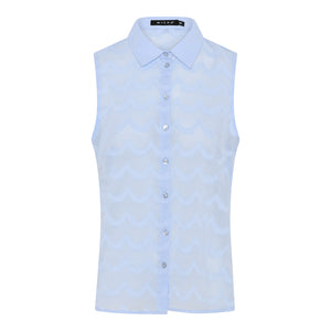 MICHA Sky Blue Cotton Voile Sleeveless Blouse