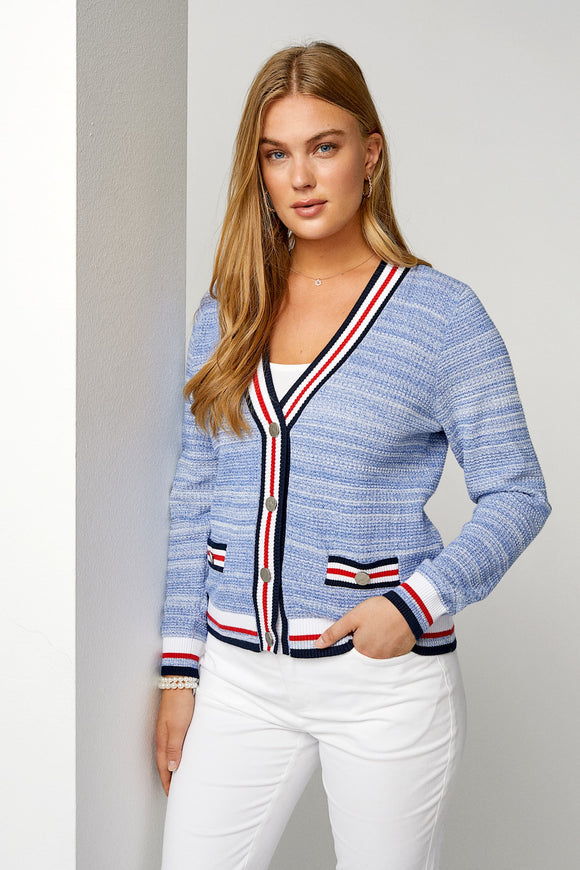 MICHA Melange Blue College Cardigan