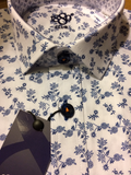 White/Navy Print Long Sleeve Shirt - 1880 Club