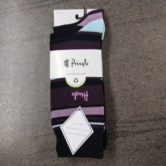 PRINGLE Black Cotton Rich Crew Socks 3 Pair Pack