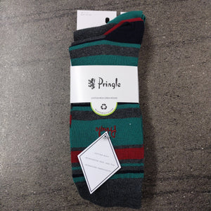 PRINGLE Grey Cotton Rich Crew Socks 3 Pair Pack