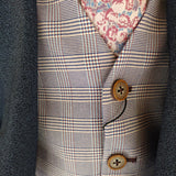 1880 CLUB Boys Navy/Pink Checked Waistcoat 55146/63