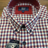 DRIFTER Red & Navy Check Short Sleeve Shirt 14438SS/64