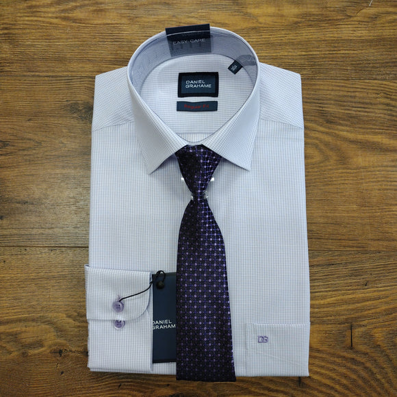 DANIEL GRAHAME Lilac Textured Formal Shirt & Tie Set