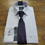 DANIEL GRAHAME Lilac Textured Formal Shirt & Tie Set