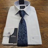 DANIEL GRAHAME Blue Stripe Formal Shirt & Tie Set