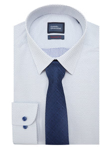 Blue & White Long Sleeve Formal Shirt - Daniel Grahame