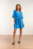 SMASHED LEMON Blue Puff Sleeve Mini Dress