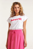 SMASHED LEMON Amor Slogan White T-Shirt