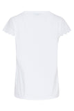 SMASHED LEMON White V-Neck Tee with Broderie Anglaise Sleeve