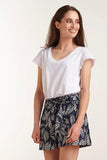 SMASHED LEMON White V-Neck Tee with Broderie Anglaise Sleeve