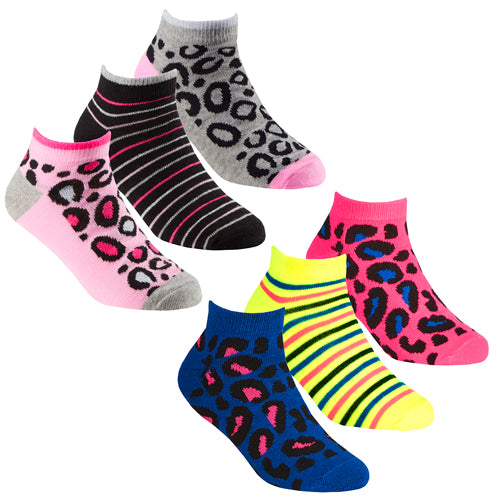 Girls Animal Print Trainer Socks - 3 Pair Pack