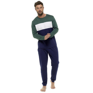 Mens Jersey Contrast Panel Pyjamas