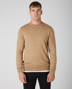 58400_43 Remus Uomo Light Brown Long Sleeve Crew Neck sweater