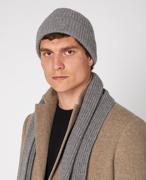 REMUS UOMO Grey Knitted Beanie Hat