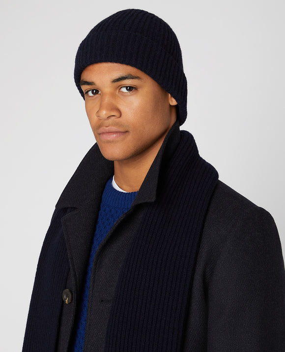 REMUS UOMO Navy Knitted Beanie Hat