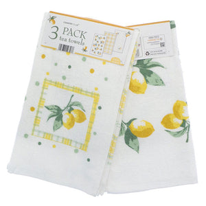 Lemon Design Tea Towels - 3 Pack