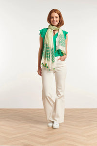 SMASHED LEMON Soft Scarf in a Green & White Print