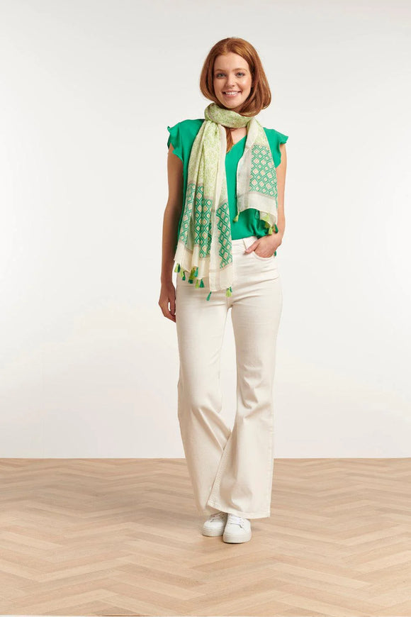 SMASHED LEMON Soft Scarf in a Green & White Print