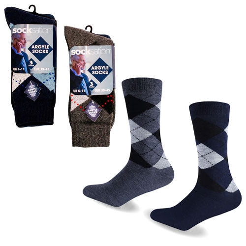 Socksation Argyle Socks - 3 Pair Pack