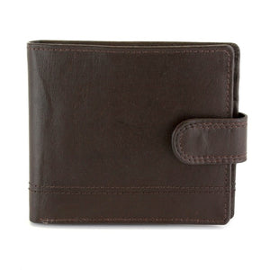 Brown Tab Fastener Leather Wallet