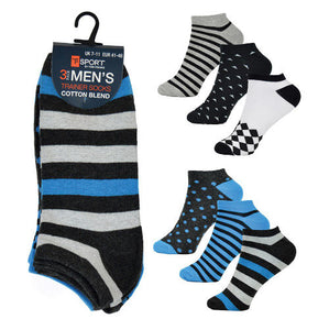 Men's Mixed Design Trainer Socks - 3 Pair Pack