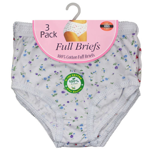 Ladies Floral Full Briefs - 3 Pair Pack