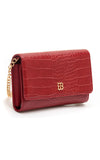 Red Croc Print Flap Over Purse - Bessie London