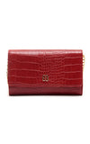 Red Croc Print Flap Over Purse - Bessie London