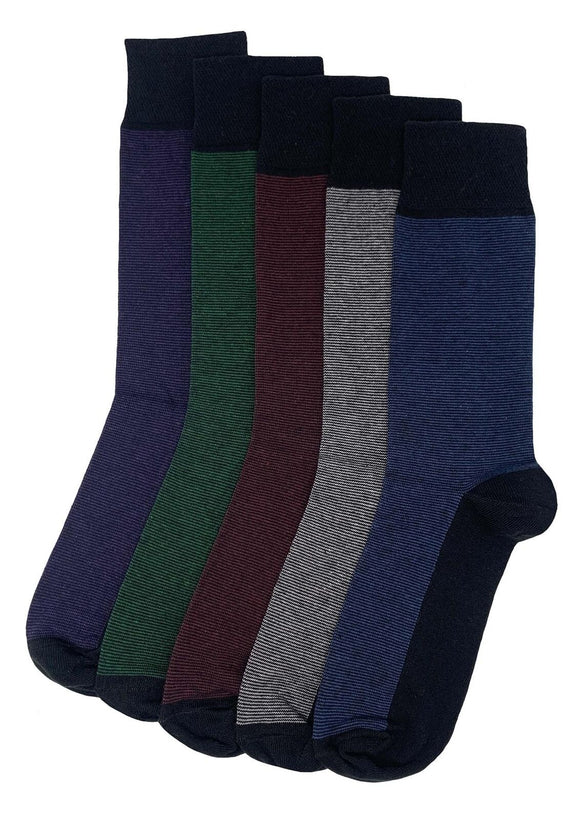 FLEXITOP Assorted Feeder Stripe Design Socks - 5 Pair Pack