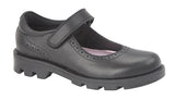 ROAMERS Black Leather Velcro Strap Shoe