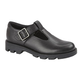 ROAMERS Black Leather T-Bar Shoe