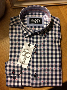 Navy Check Long Sleeve Shirt - 1880 Club