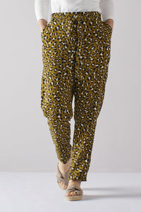 Khaki Animal Print Trouser - Emreco