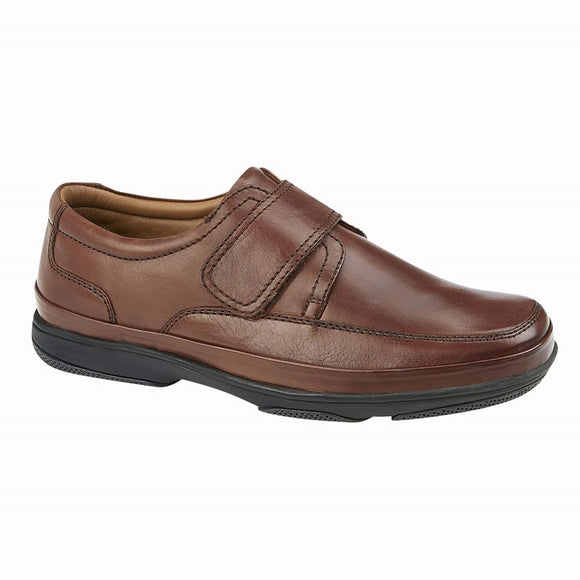 ROAMERS Brown Leather Wide Fit Shoe