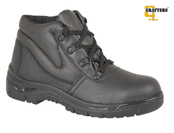 Black Grain Leather Safety Boot - Grafters