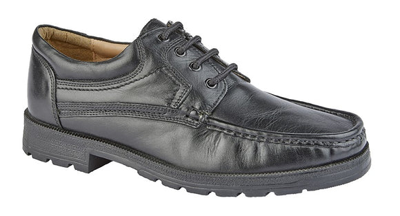 ROAMERS Black Soft Leather Laced Shoe