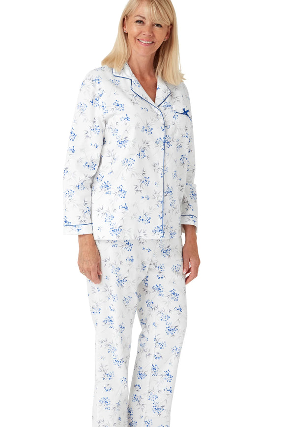Blue Floral Brushed Cotton Pyjamas - Marlon