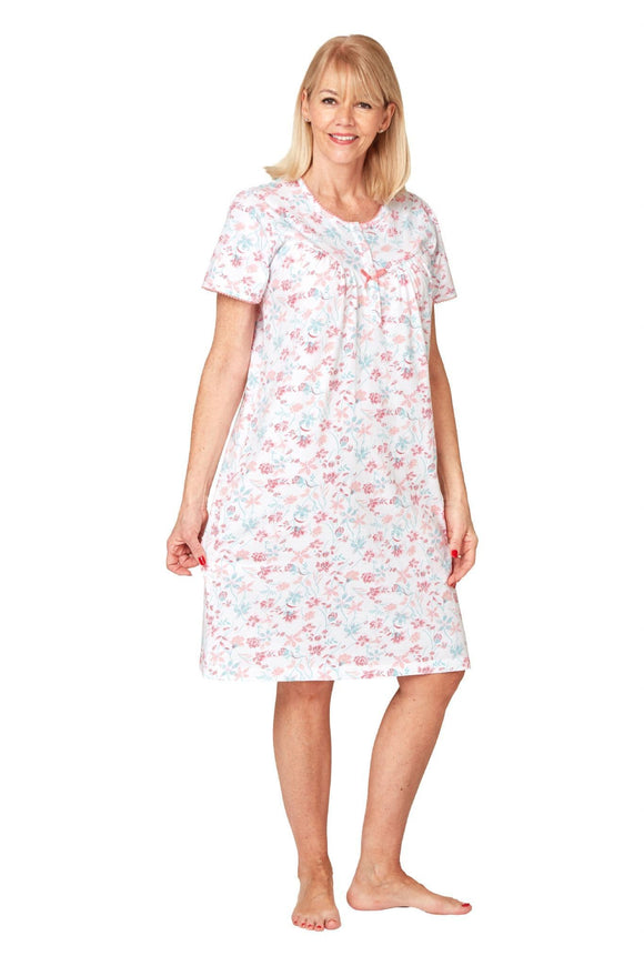 Pink Floral Short Sleeve Nightdress - Marlon