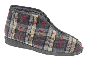 Jed Grey Check Bootee Slipper - Sleepers