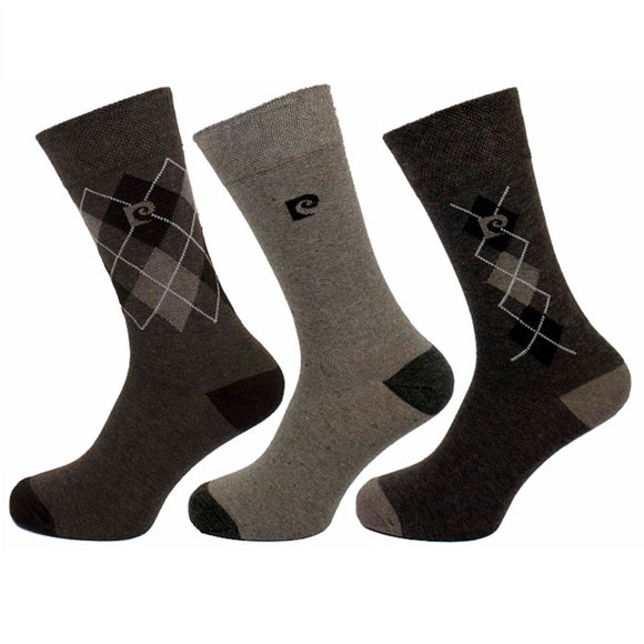 PIERRE CARDIN Brown Argyle Design Socks - 3 Pair Pack