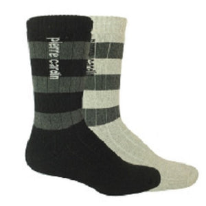 PIERRE CARDIN Block Stripe Casual Comfort Socks - 2 Pair Pack