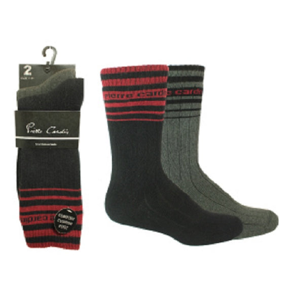 PIERRE CARDIN Stripe Casual Comfort Socks - 2 Pair Pack