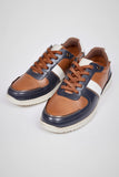 POD Ruffus Navy/Tan Casual Leather Trainer