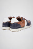 POD Ruffus Navy/Tan Casual Leather Trainer